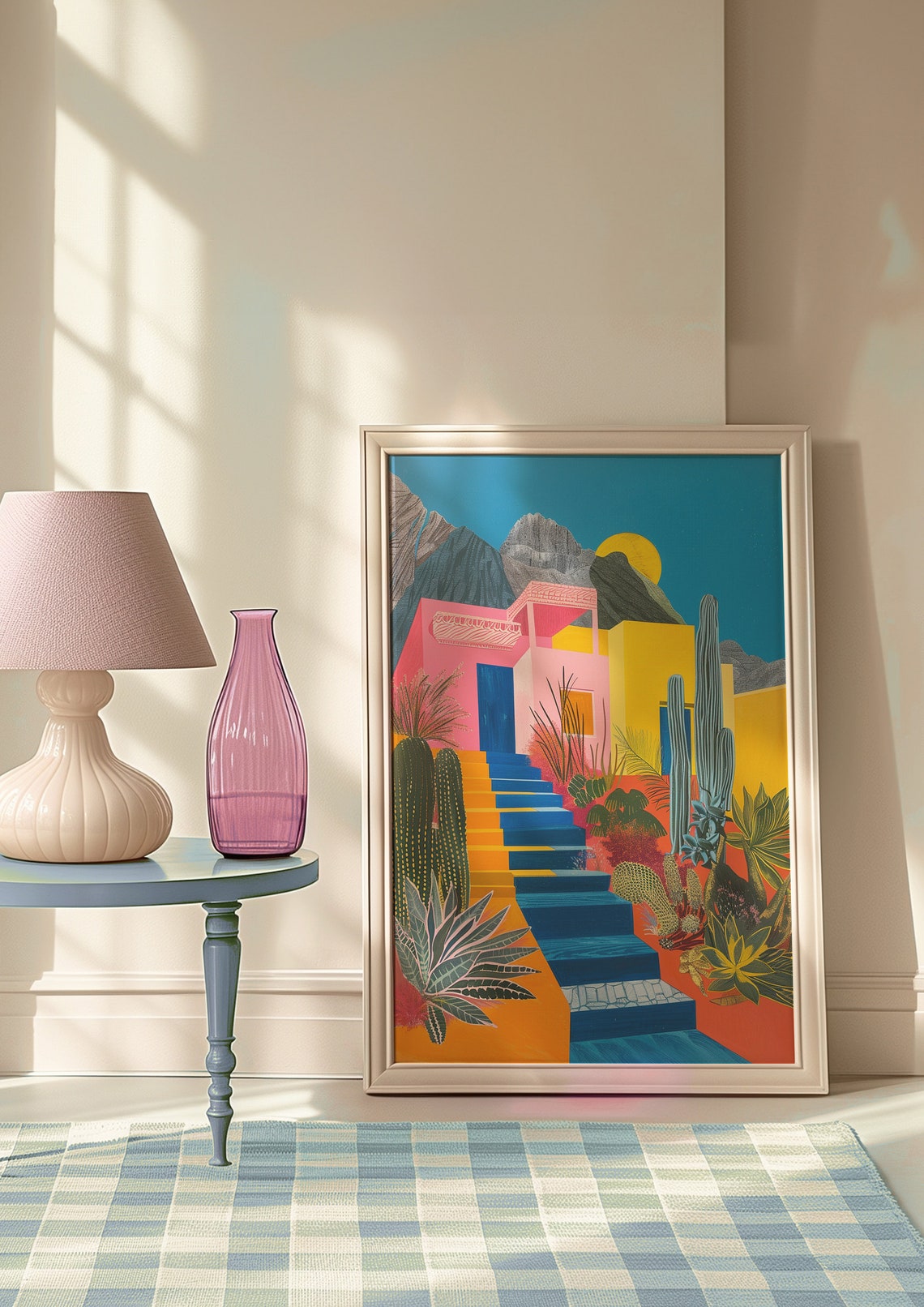 Desert House Cacti Mountains Colorful Southwest Travel Poster - Image 9