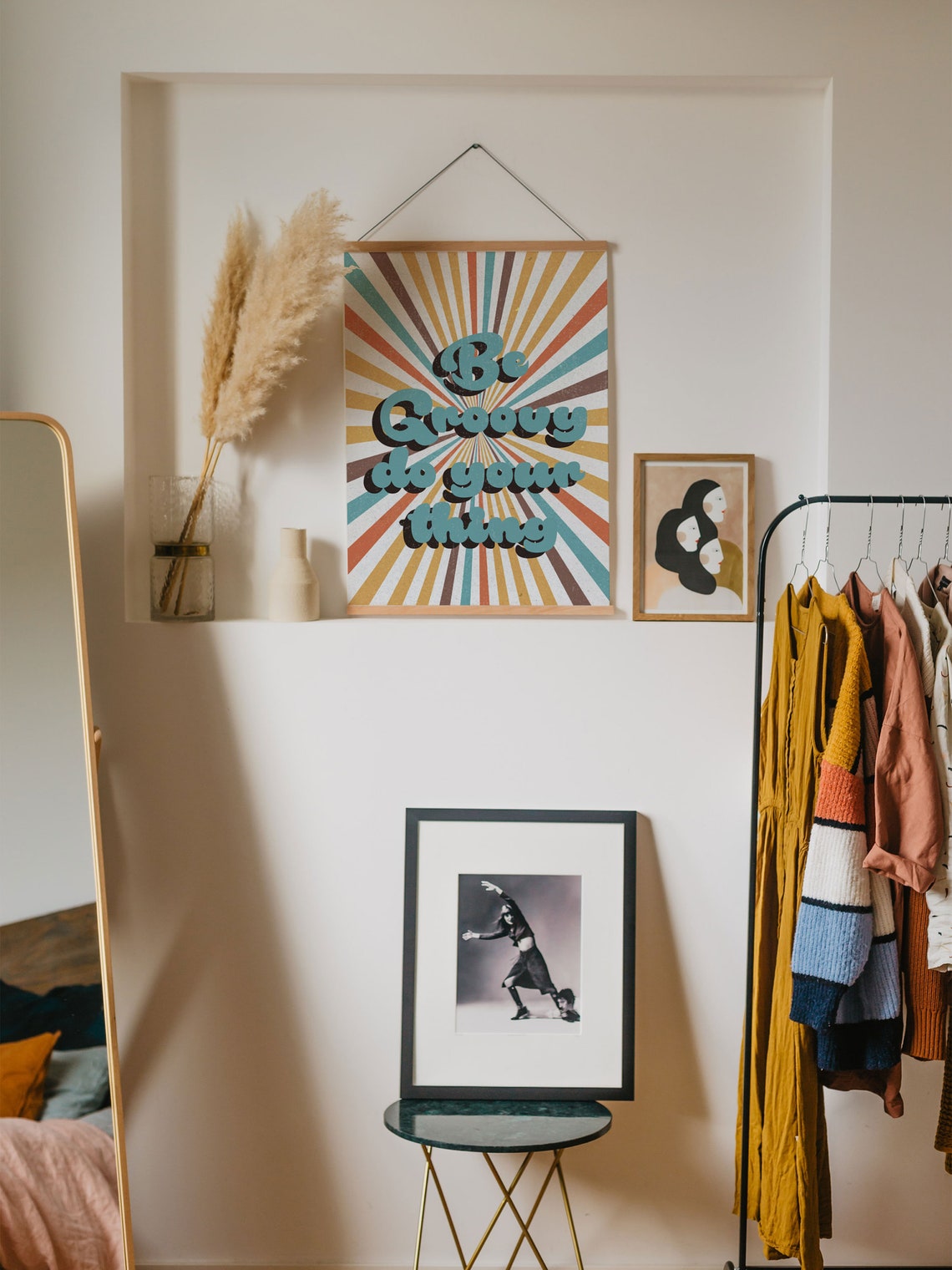 Be Groovy Do Your Thing Retro Sunburst Quote Typography Wall Poster - Image 6
