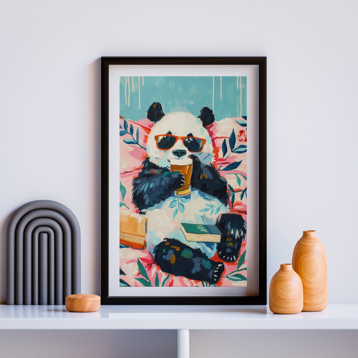 Funny Cool Panda in Sunglasses Drinking Beer Poster for Bar Decor - Image 2