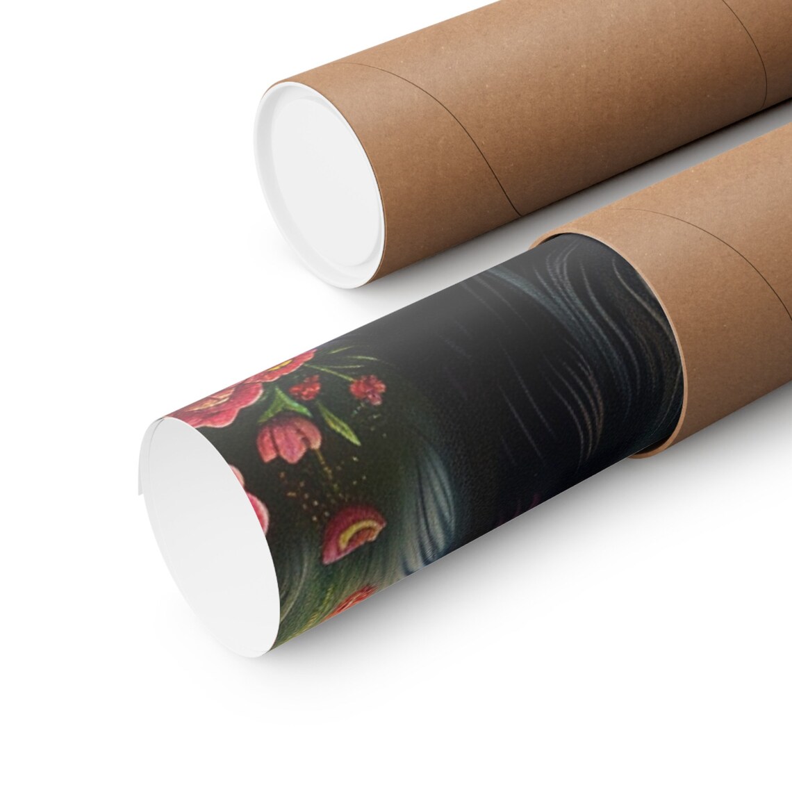 Sweet Fluffy Black Cat with Golden Eyes Among Night Flowers Poster - Image 8