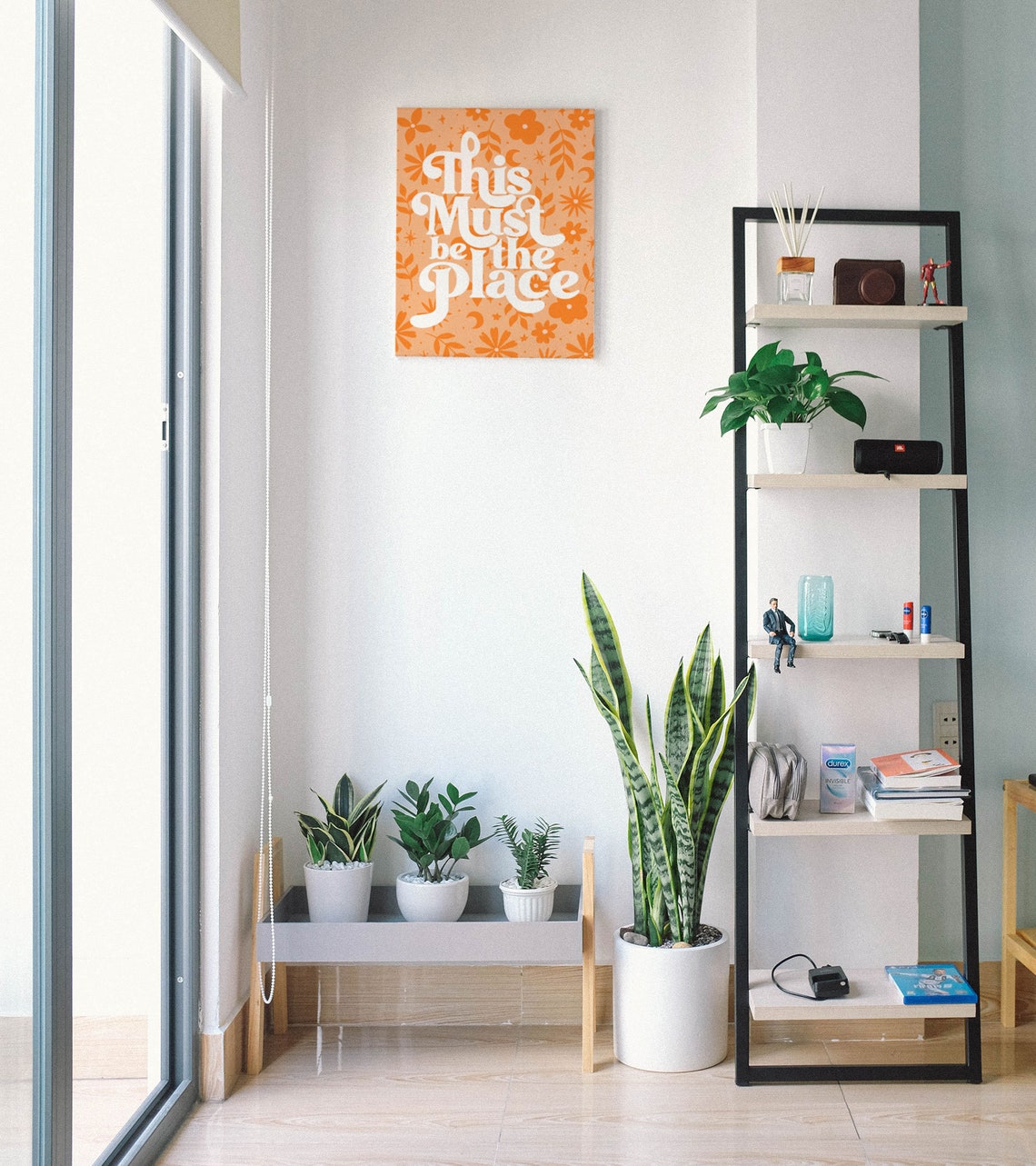 This Must Be The Place Quote Poster With Orange Floral Pattern - Image 7
