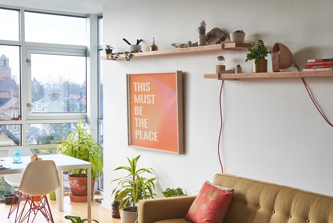 This Must Be the Place Coral Stencil Caps Minimal Quote Wall Poster - Image 4