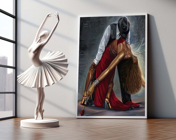 Tango Dance Wall Decor Passionate Canvas Art Vibrant Couple Modern Home Poster Ready To Hang Artwork