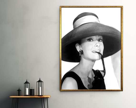 Audrey Hepburn Portrait Wall Art Elegant Black And White Canvas Print Timeless Fashion Icon Decor Ready To Hang Artwork