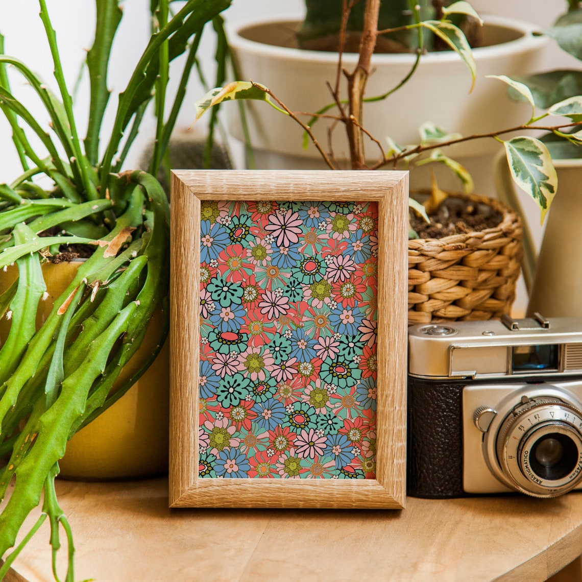 Retro Floral Pattern Art Print, 60s 70s Retro - Image 5