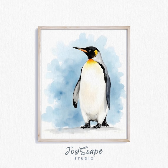 Emperor Penguin Watercolor Winter Animal Nursery Nature Art Poster