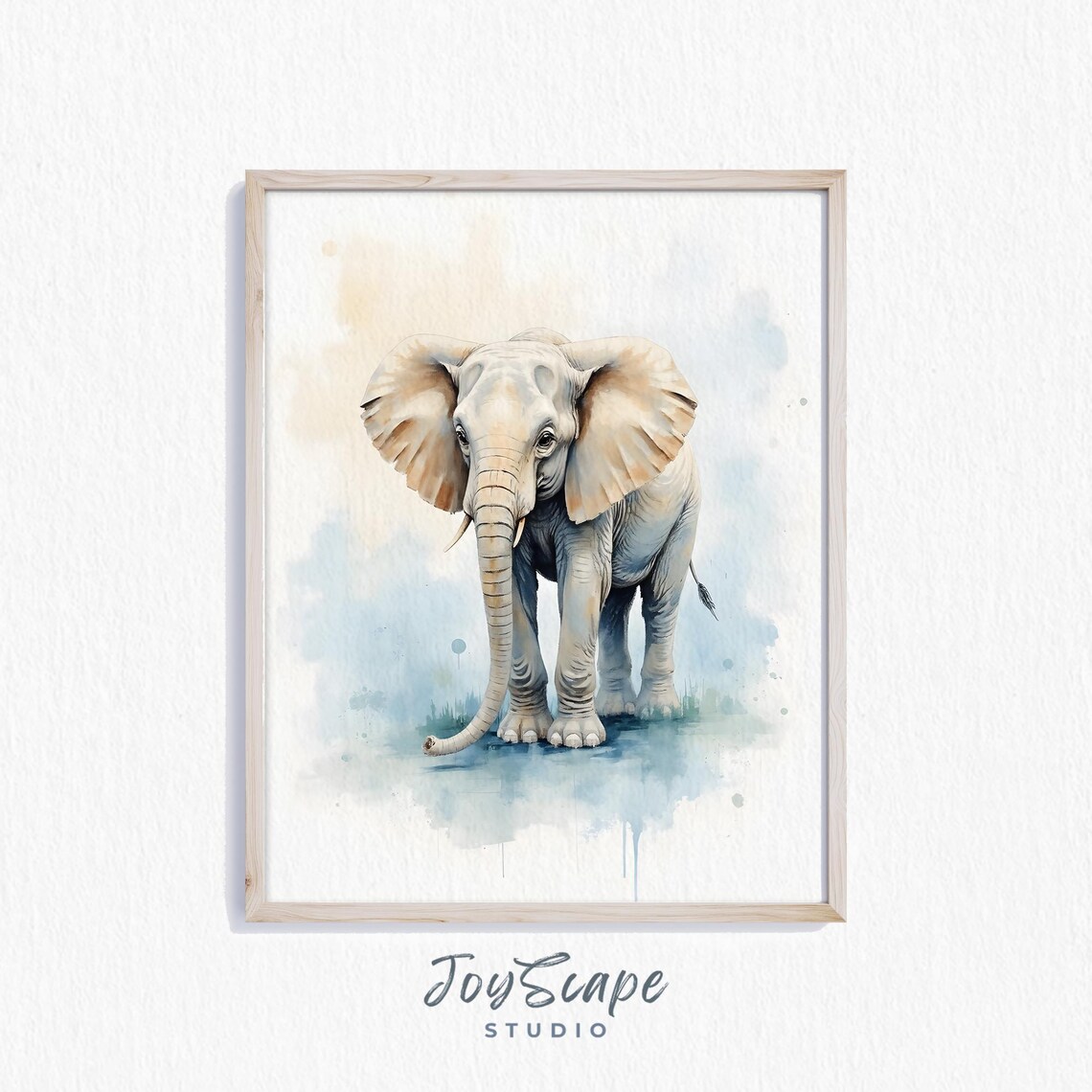 Baby Elephant Watercolor Portrait Gentle Giant Nursery Poster