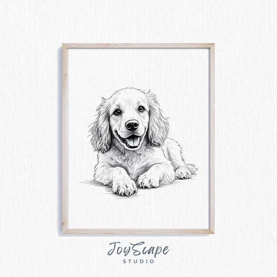 Cocker Spaniel Rustic Dog Wall Art English Illustration Adorable Farmhouse Decor Pet Lovers Gift Print