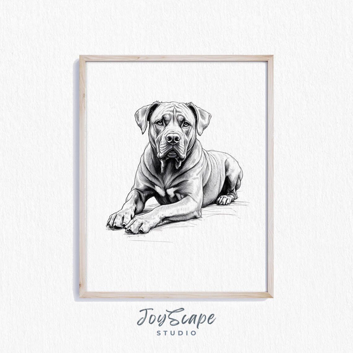 Cane Corso Wall Art Rustic Dog Illustration Black And White Pet Decor Elegant Animal Portrait Print