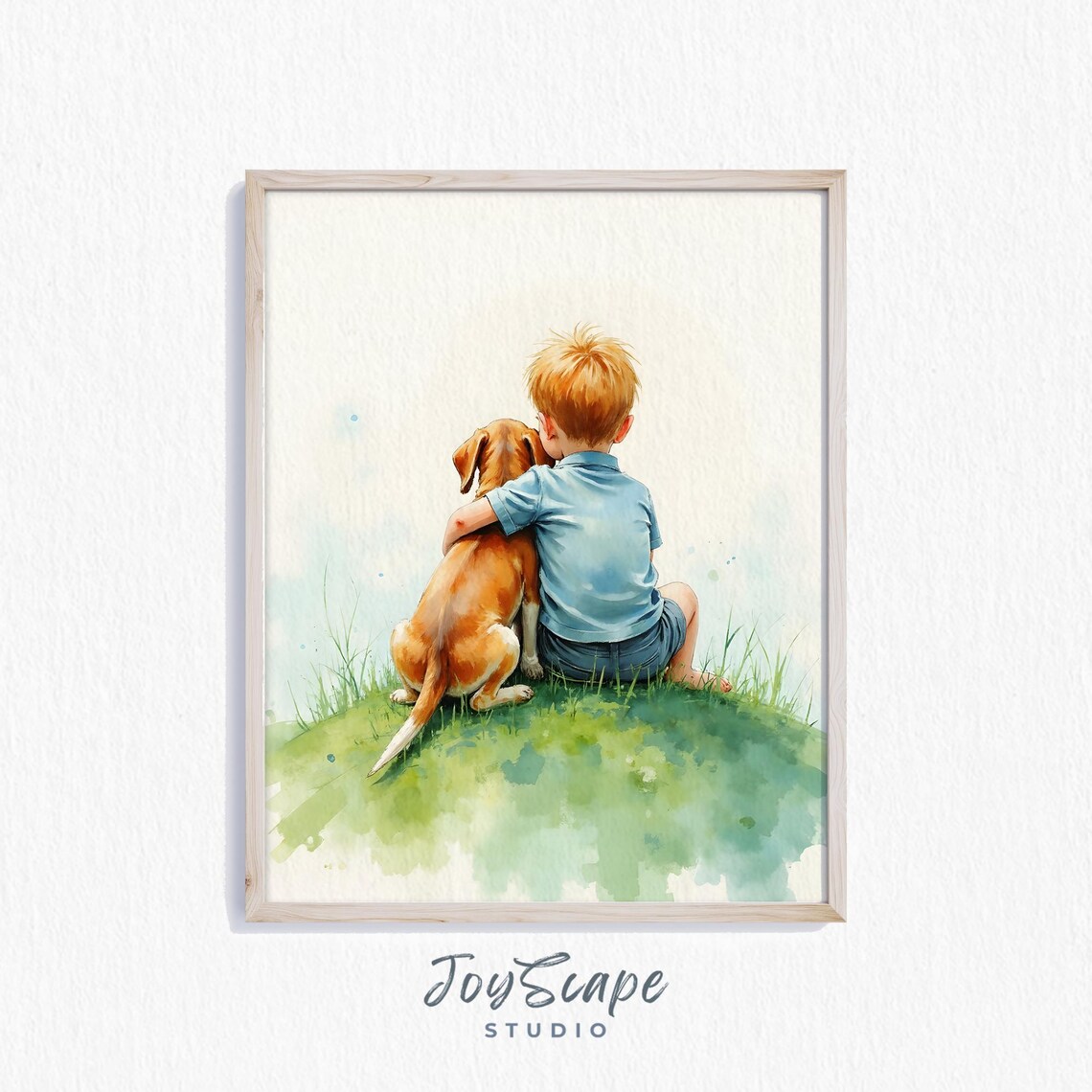 Beagle And Boy Friendship Nursery Wall Art Kids Dog