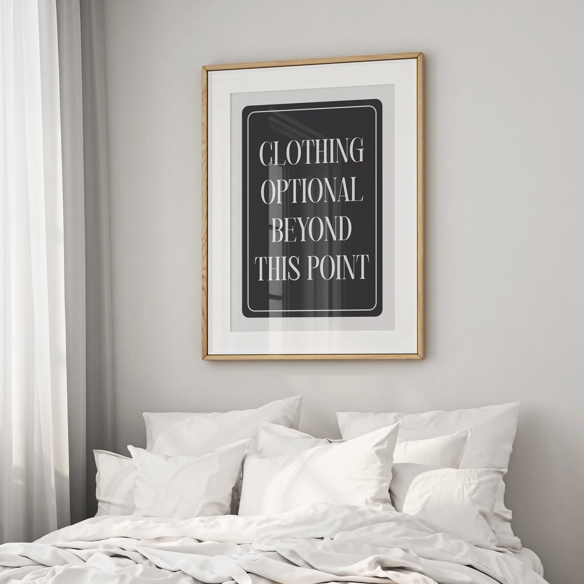 Clothing Optional Beyond This Point Black White Border Poster - Image 2