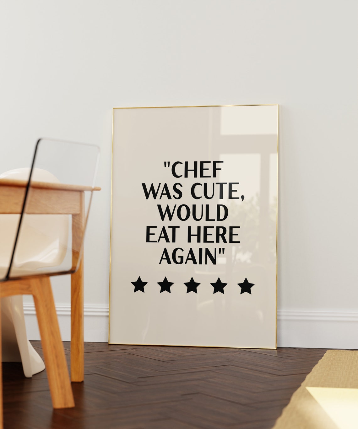 Chef Was Cute Would Eat Here Again Five Star Review Art Poster - Image 2