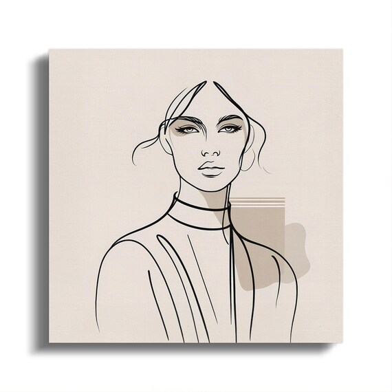 Elegant Minimalist Line Art Woman Portrait Modern Decor Poster