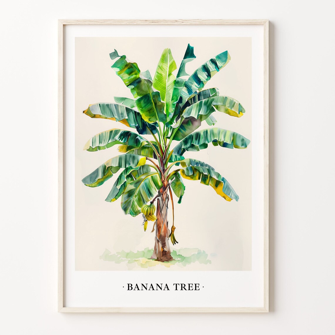 Banana Tree Botanical Art Print, Tropical Decor