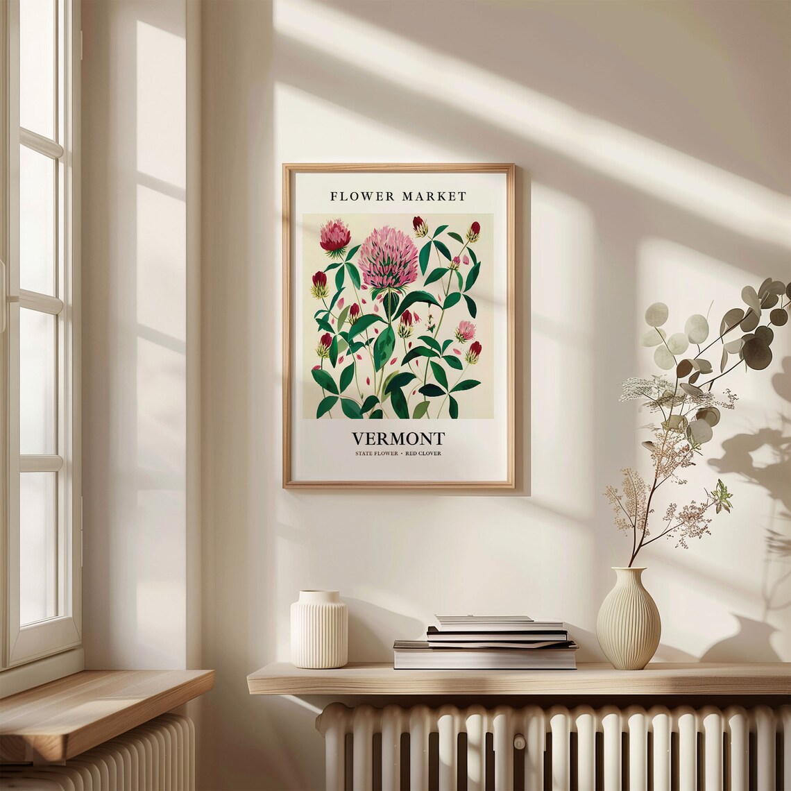 Vermont State Flower Red Clover, 1960s Botanical Art Print - Image 3