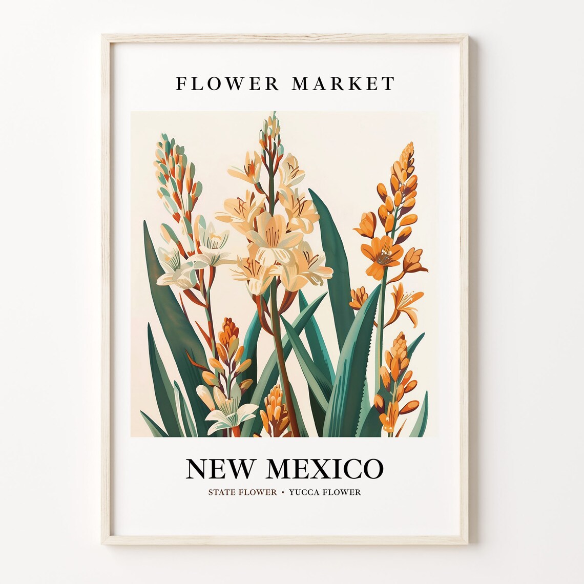 New Mexico State Flower Yucca Vintage Botanical Art Print
