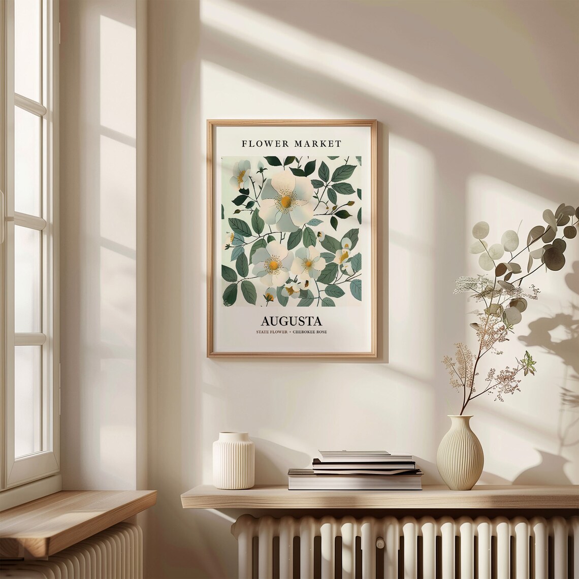 Augusta Georgia Cherokee Rose Flower Market Botanical Art Poster - Image 3