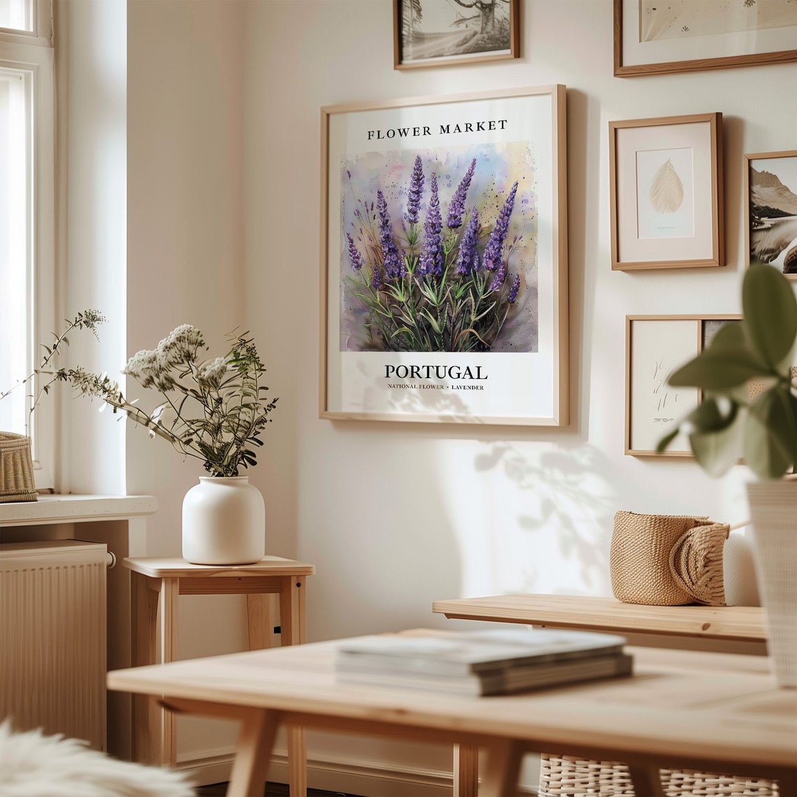 Portugal National Flower Art Print Lavender 1960s Wall Art Neutral Botanical Pastel Artwork Portugal Flower Market Decor C31 380 - Image 2