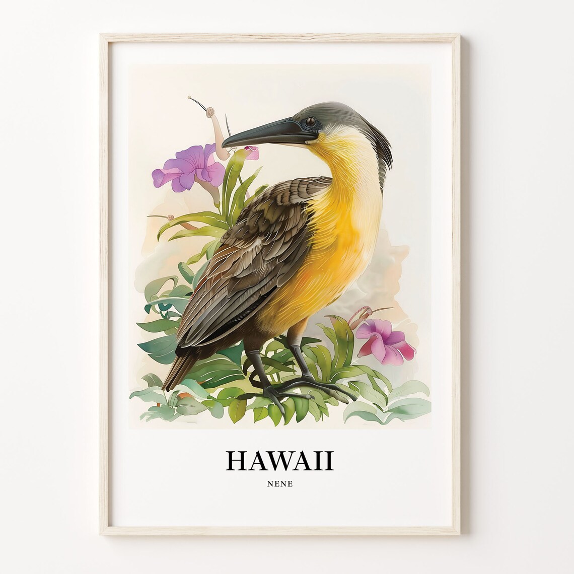 Hawaii State Bird Art Print, Hawaiian Nature Decor