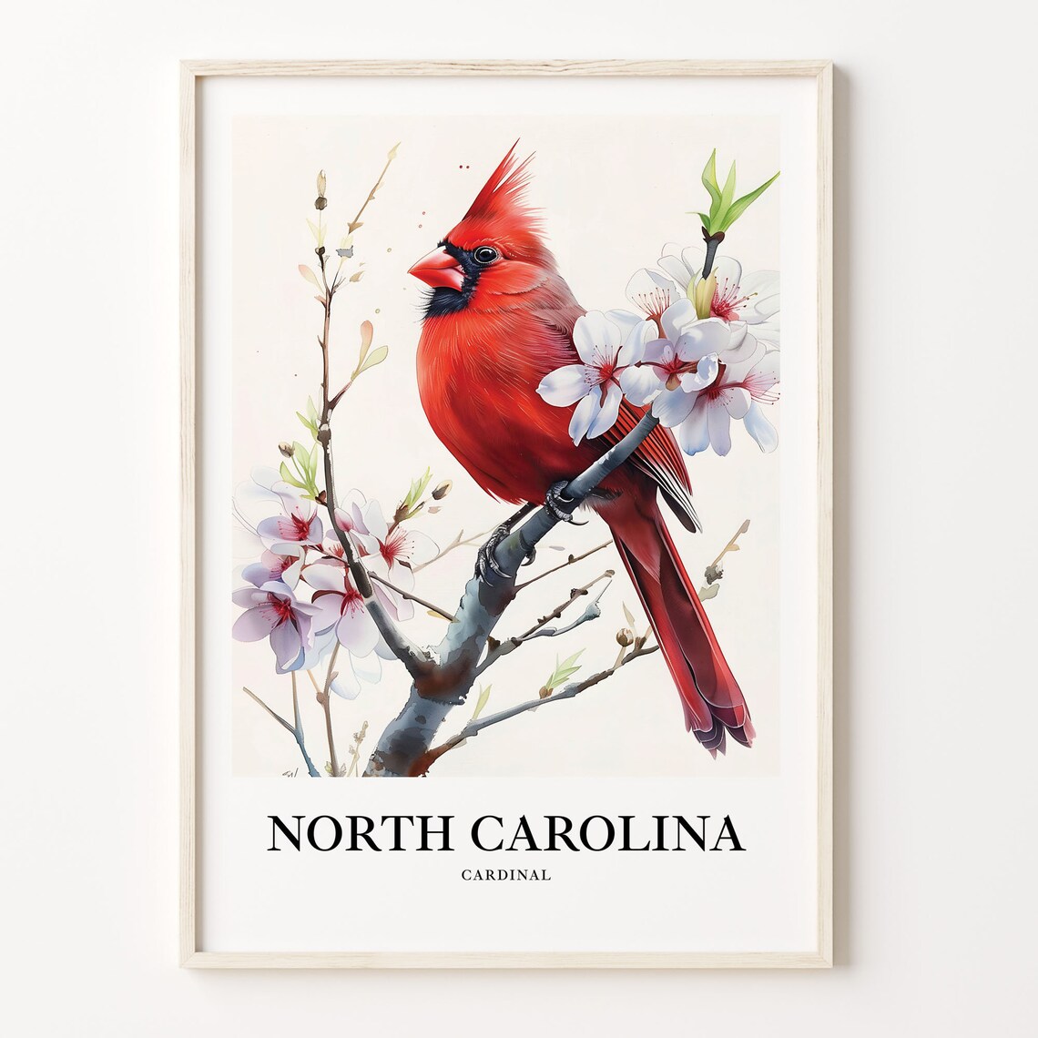 North Carolina State Bird Flower Art Print