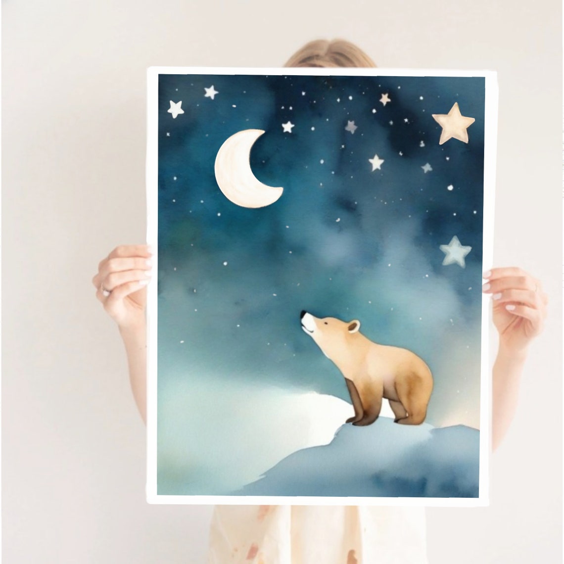 Baby Bear Nursery Print Woodland Nursery Decor Cute Bear Baby Animal Wall Art Kids Room Decor Watercolor Art Woodland Decor - Image 2