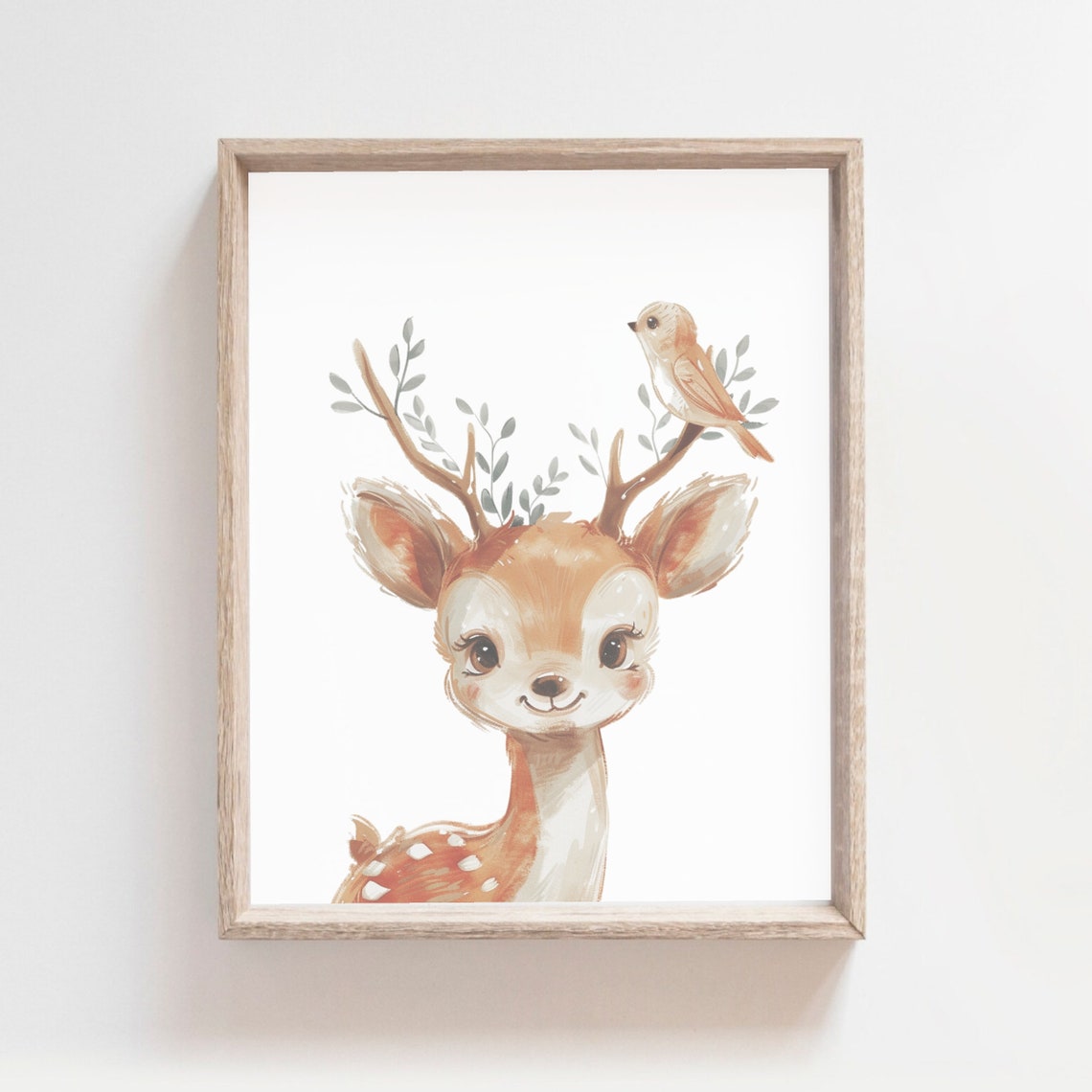 Deer Print Woodland Animal Nursery Decor Deer Wall Art Kids Room Decor Woodland Animal Poster Forest Animal Watercolor Painting
