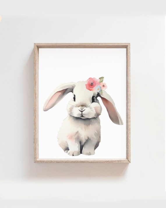 Bunny Nursery Print Bunny Nursery Art Cute Bunny Print Woodland Nursery Girl Girls Nursery Print Girls Room Decor Bunny Art