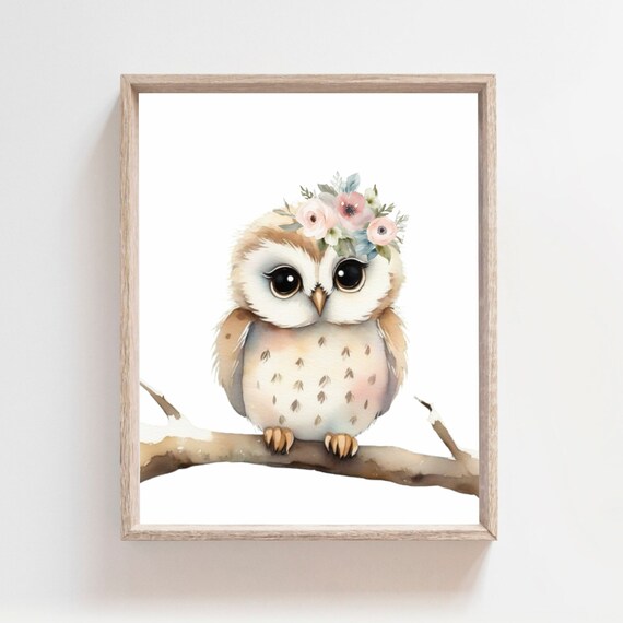 Owl Print for Woodland Nursery Girls Room