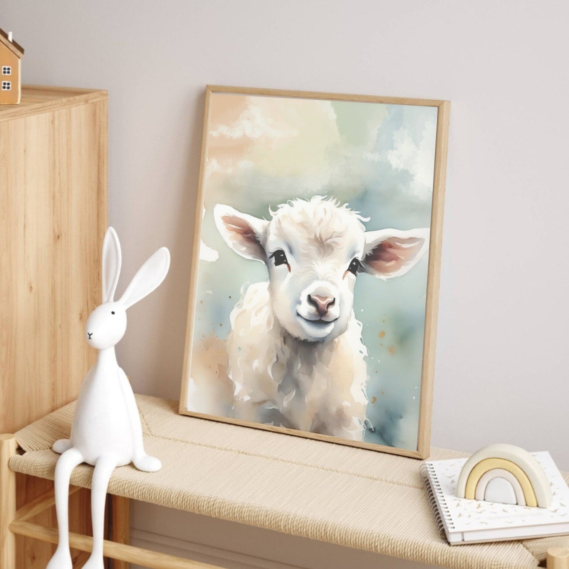 Lamb Print Nursery Decor Baby Lamb Print Animal Art Farm Animal Prints Baby Animals Nursery Wall Art Kids Room Watercolor - Image 2