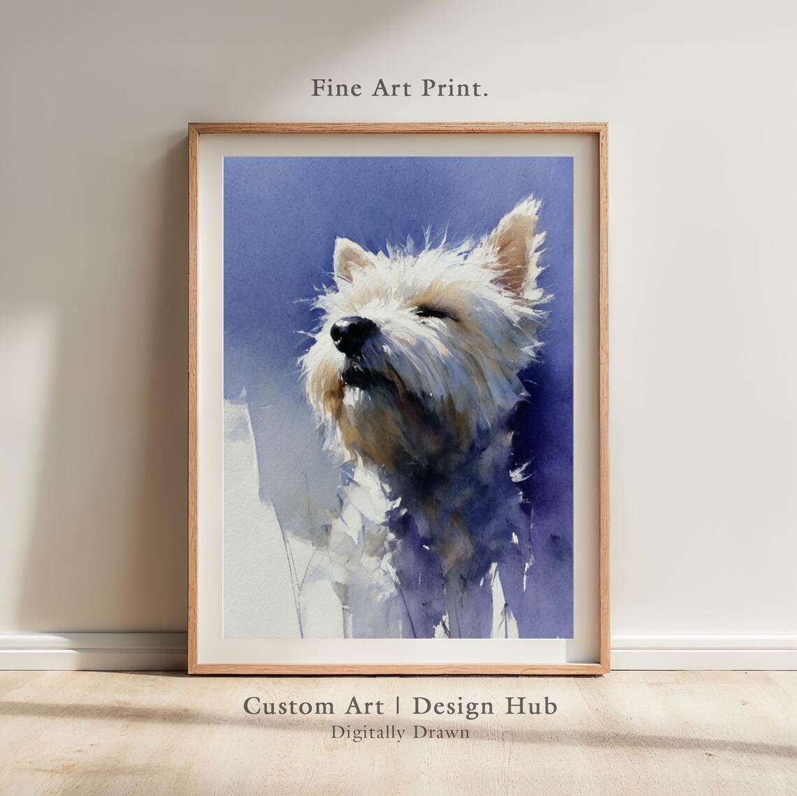 West Highland White Terrier Dog Watercolor Pet Portrait Poster