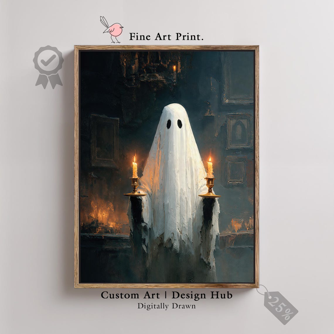 Sheet Ghost with Candles Haunted Manor Gothic Halloween Poster