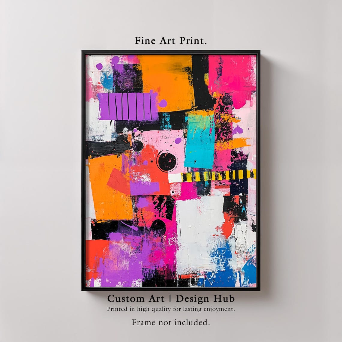 Neon Abstract Geometric Blocks Colorful Modern Statement Art Print