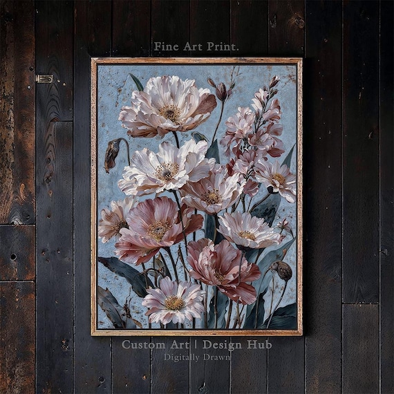 Vintage Floral Bouquet Art Print, Botanical Decor