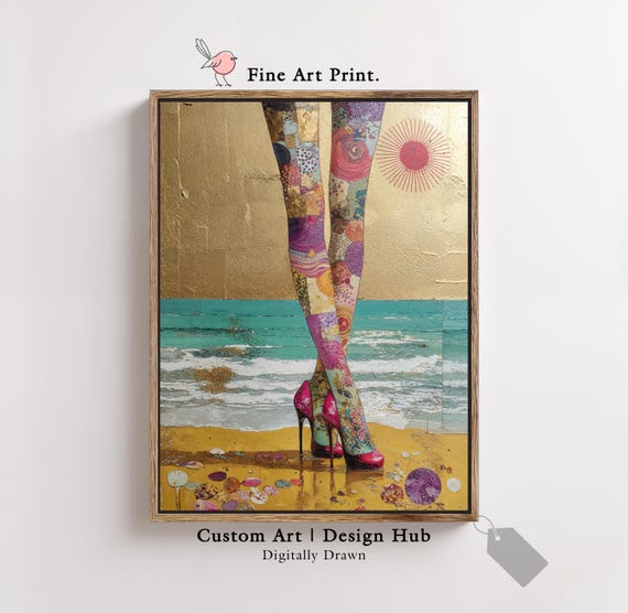 Colorful Legs Wall Art With Gold Foil Beach Modern Print Abstract Fashion Decor