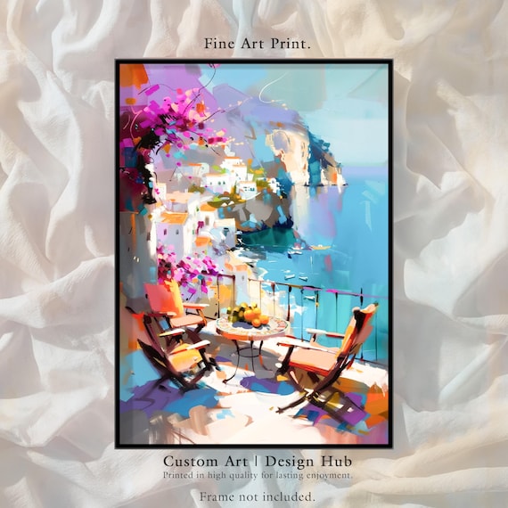 Amalfi Coast Impressionist Sea View Art Print