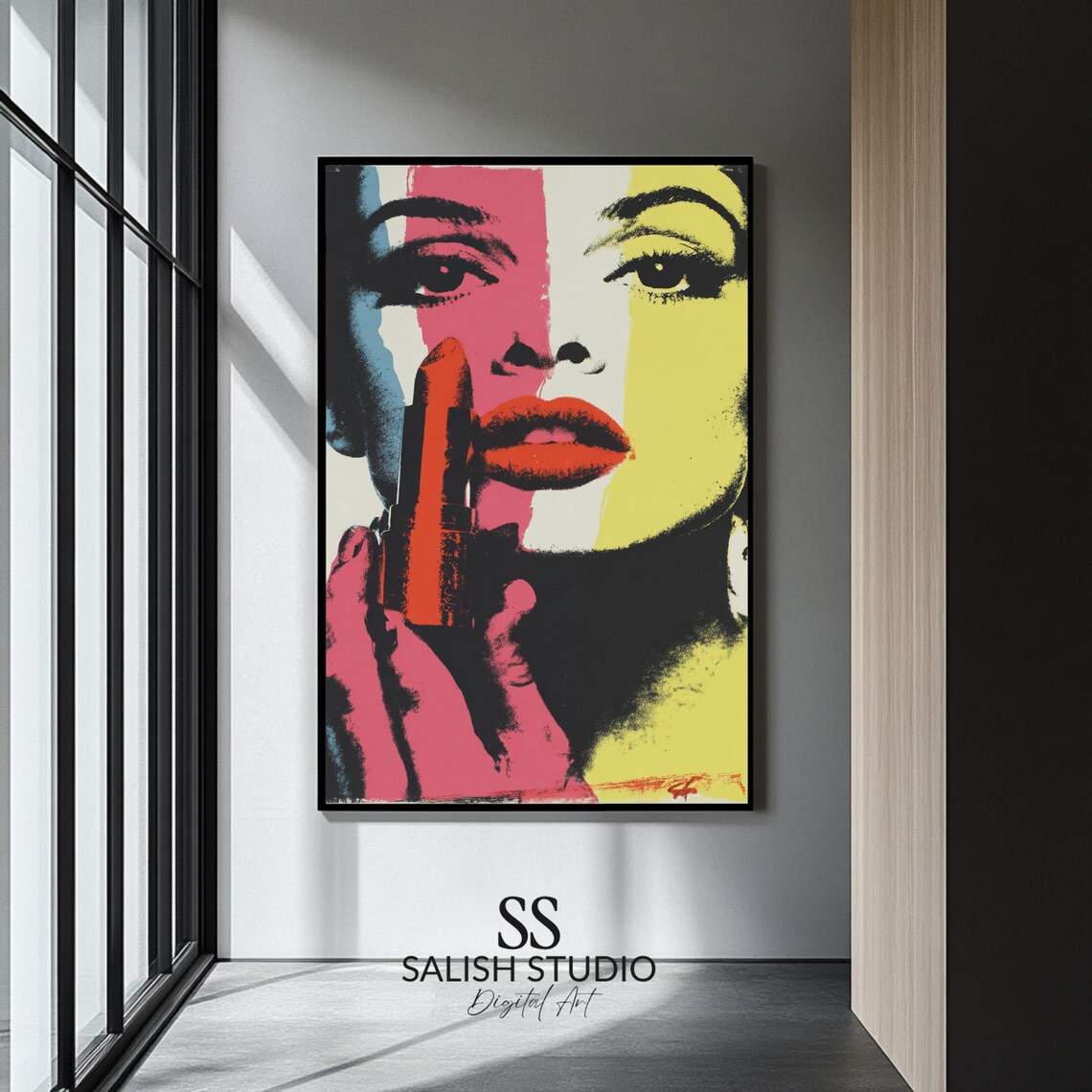 Glamorous Pop Art Woman Portrait Poster Bold Lipstick Retro Makeup Design