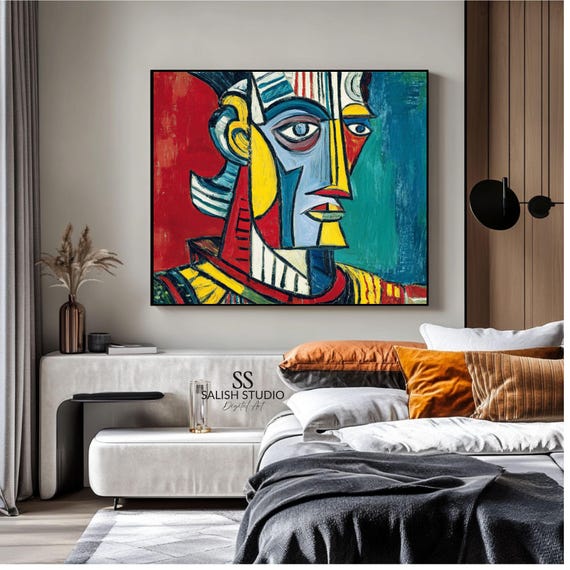 Cubist Face Art Print Geometric Abstract Portrait