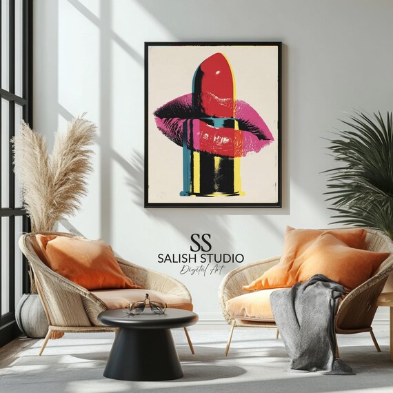 Pop Art Lipstick And Red Lips Bold Glamour Makeup Beauty Poster