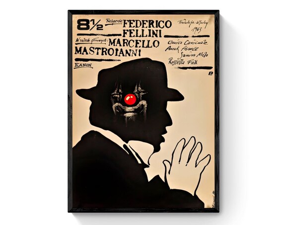 Federico Fellini 8 1/2 Mastroianni Classic Cinema Wall Art Decor