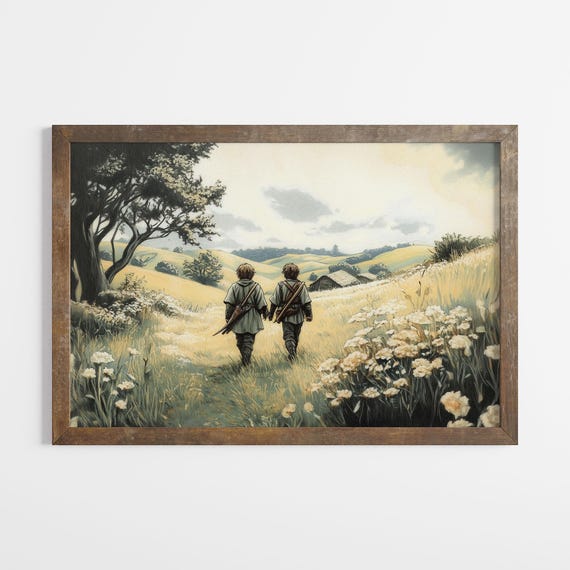 Old Friends Leaving The Shire Vintage Illustration Lotr Fine Art Print On Premium Paper Fellowship Poster