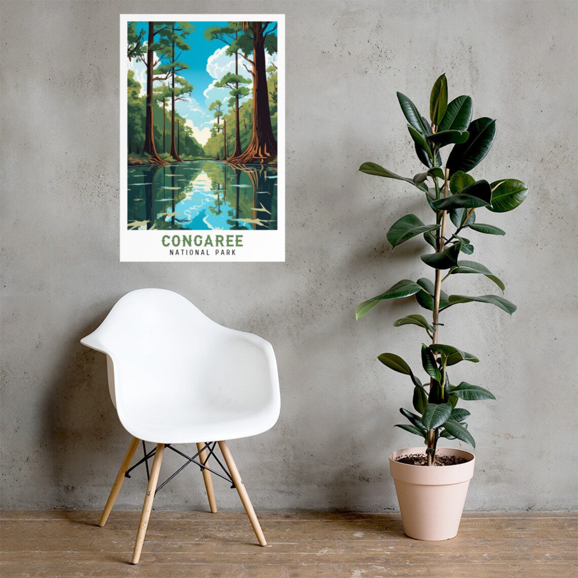 Congaree National Park Old Growth Forest Reflection Vintage Travel Poster - Image 2