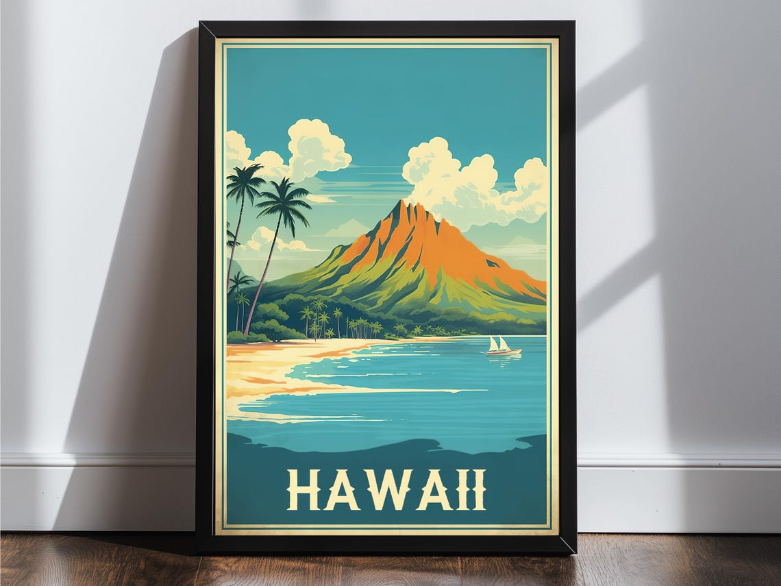 Hawaii Vintage Travel Poster Print Wall Art Gift Idea Home Decor