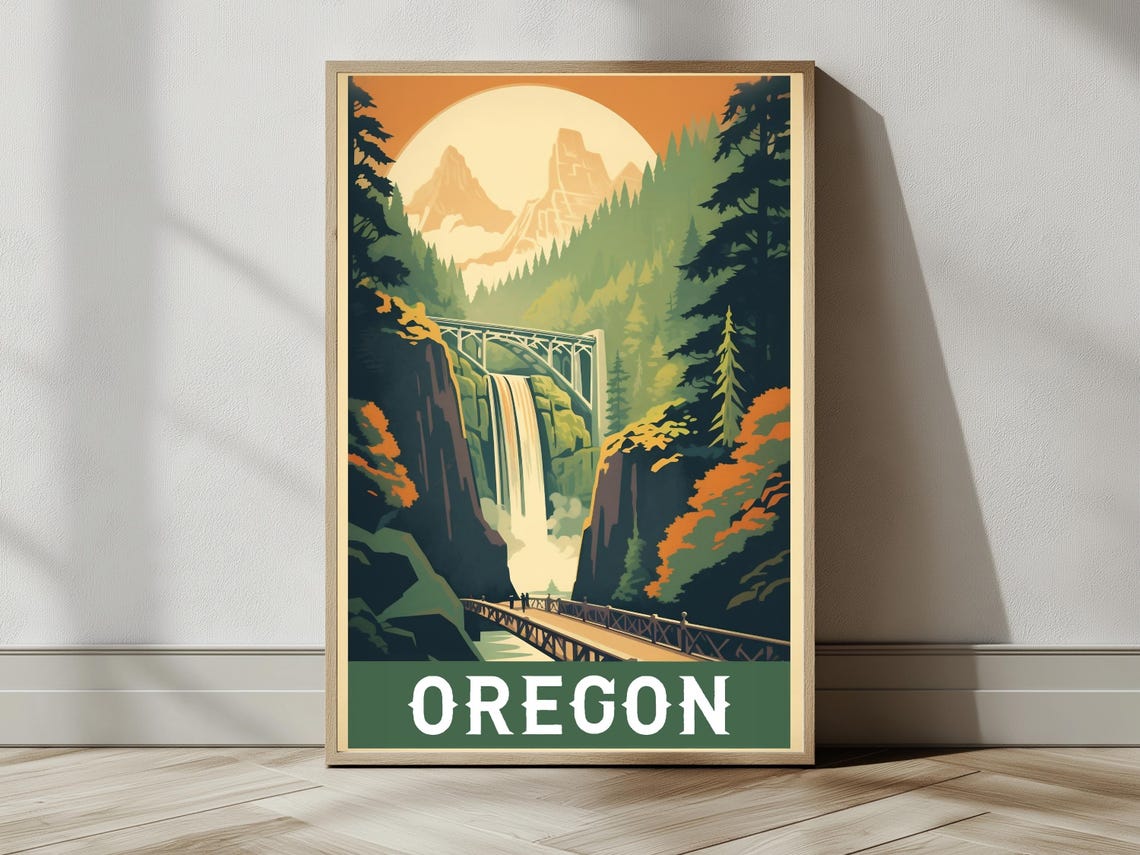 Oregon Vintage Travel Poster Print Wall Art Gift Idea Home Decor - Image 2