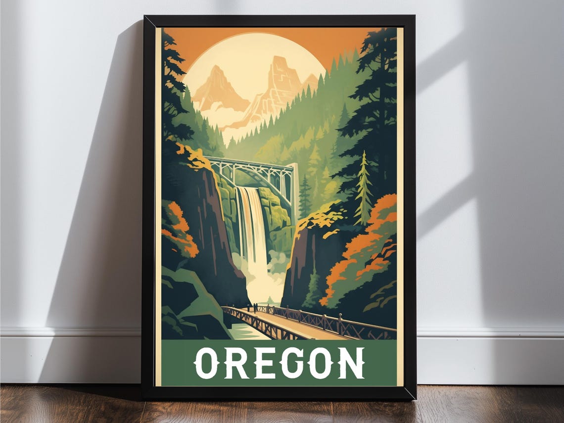 Oregon Vintage Travel Poster Print Wall Art Gift Idea Home Decor