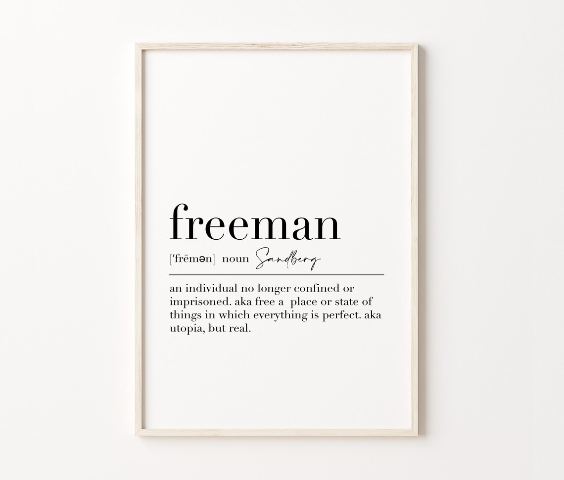 Freeman Freeman Poster Freeman Print Freeman Definition Print Dictionary Print Freeman Quote Home Decor Wall Art Decor - Image 3