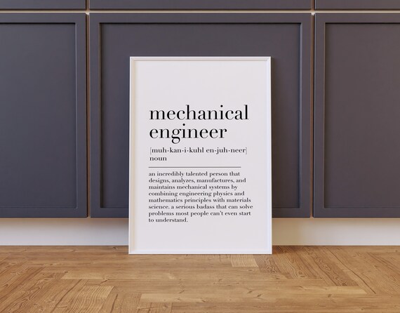 Mechanical Engineer Definition Gift For Engineer Engineer Quote Print Office Wall Art Poster Mechanical Engineer Gifts