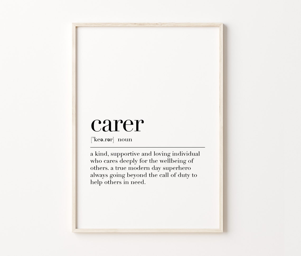 Carer Dictionary Definition Inspirational Gift Quote Minimalist Poster - Image 4