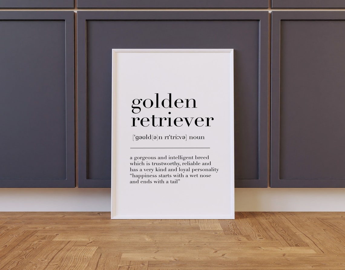 Golden Retriever Definition Dictionary Quote Poster Dog Lover Wall Art