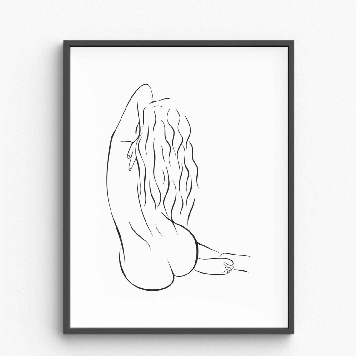 Women Line Art Erotic Print Nude Minimalist Wall Bedroom