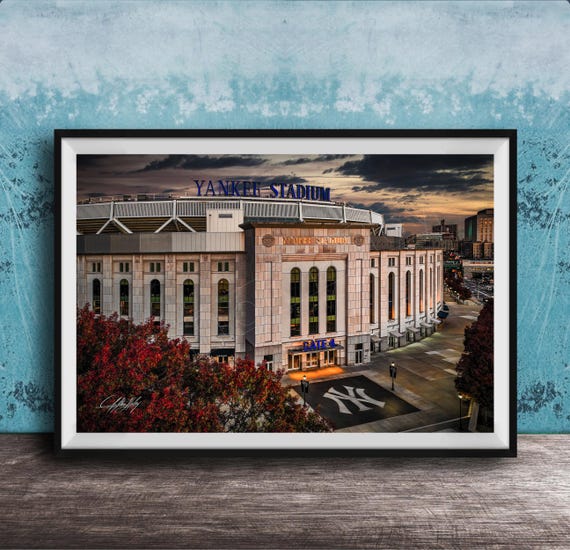 Yankee Stadium Print Autumn Silhouette Framed Or Unframed